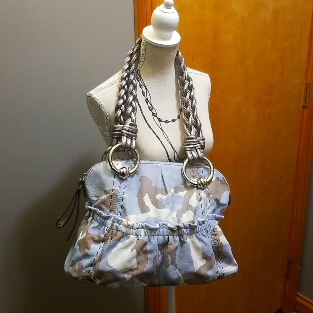 B. Makowsky Blue Camo Shoulder Bag